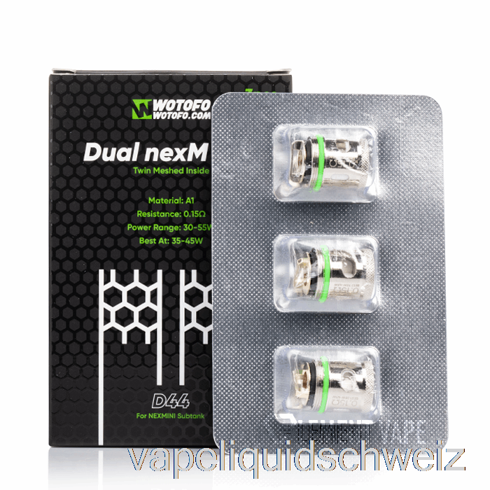 Wotofo Nexmini Ersatzspulen 0,15 Ohm D44 Dual Nexmesh Spulen Vape Liquid E-Liquid Schweiz
